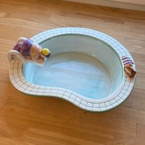 Vintage 1995 Lotus Swimming Pool “Take a Dip” Ceramic Serving Chip Bowl